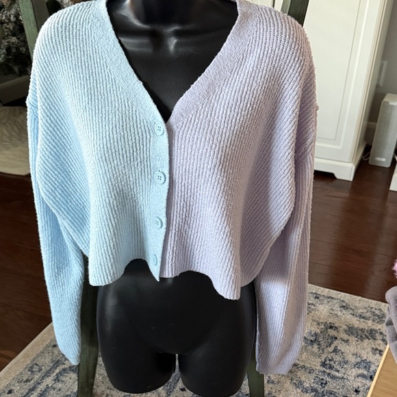 Arizona Jean Company Sweaters - Arizona Jean Company Light Blue and Lavender Cardigan